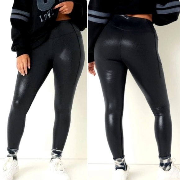 PINK Victoria's Secret Pants - NWT Victoria’s Secret Ultimate Leggings High waist black shimmer full length XL